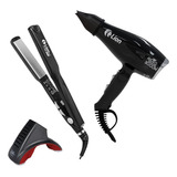 Secador Cabelo Aero 3000w Lion+ Prancha Tittan Preto+suporte