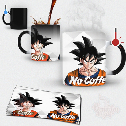 Taza Mágica Goku Con Café Y Goku Sin Café Enojado Dragonball