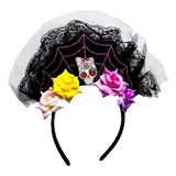 Diadema Frida Kahlo Velo Flores Mexicana Colores Halloween 