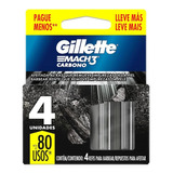 Carga De Aparelho Para Barbear Gillette Mach3 Carbono 4 Unid