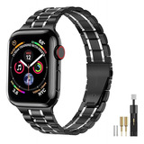 Malla Para Apple Watch 38/40/41mm 9/8/7 Metalica Negra/plata