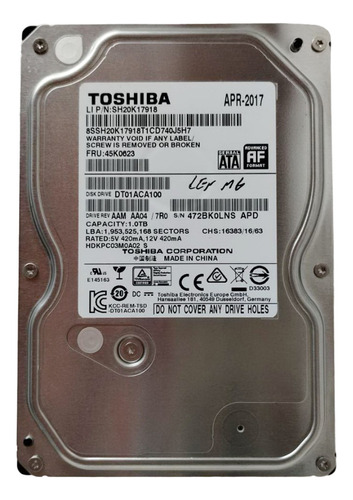 Disco Rigido Toshiba 1tb / Sata3 / 7200rpm / Villurka Comp