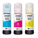 Kit 3 Tintas Epson T504 Ecotank Continua L4150 L4160 L6191 