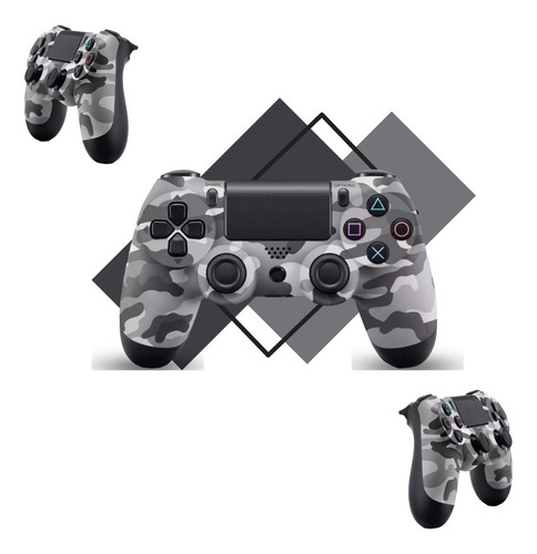 Controle Sem Fio Joystick Manete Compatível Com Console E Pc Cor Camuflado Cinza Ps4