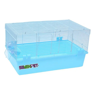 Jaula Seven Pet Hurón Conejo Cuyo 60x35x33cm Celeste Bandeja Bebedero | Envío gratis