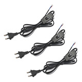 3 Cables Armado Lampara Con Interruptor-enchufe Negro 1.8m