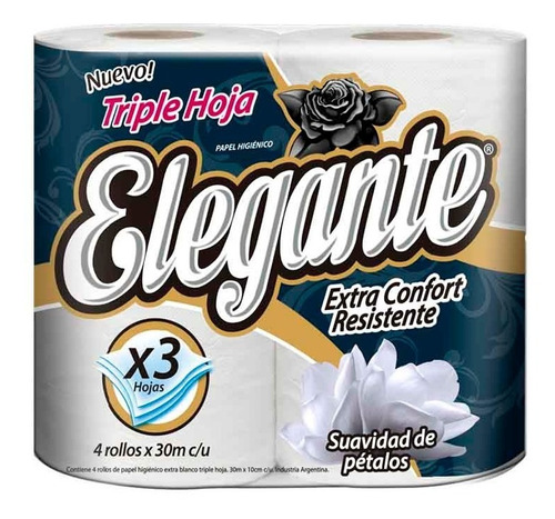 Papel Higienico Elegante 30 Metros Triple Hoja Blanco Prem