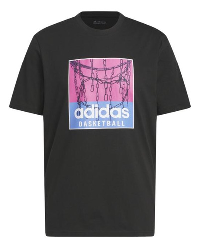 Polera Urbana Hombre adidas Chain Net Basketball Negro