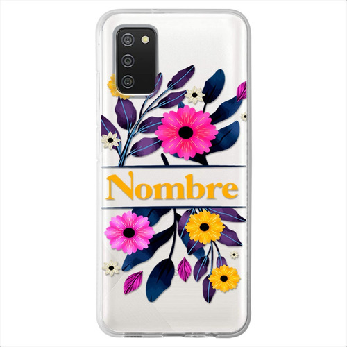 Funda Galaxy Flores Personalizada Con Nombre