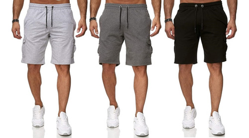 Pack X3 Bermuda Algodon Cargo Moda Trap Gym Envio