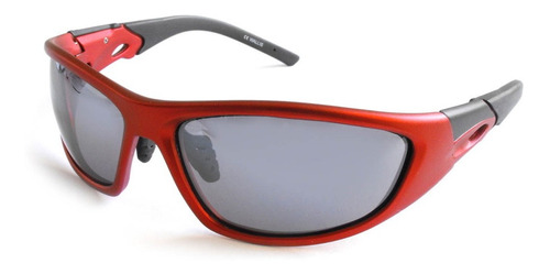 Lentes Deportivos Armazón Rojo/negro Mica Humo Espejo Wallis Color De La Varilla Rojo/negro Mate