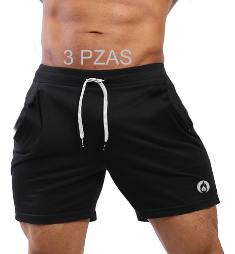 3 Short Medio Deportivo De Hombre, Gym O Casual Fénix Fit.