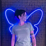 Painel Neon Led Asas Borboleta Butterfly Infantil 80cm Cor Azul-escuro 110v/220v