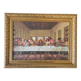 Cuadro Ultima Cena Davinci 38x50cm Marco Dorado