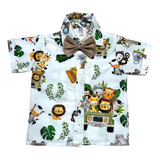 Camisa Safari Aquarela Baby Luxo Gratis Gravata.