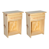 2 Mesa Mesita De Luz Pino Natural Economica Con Cajon