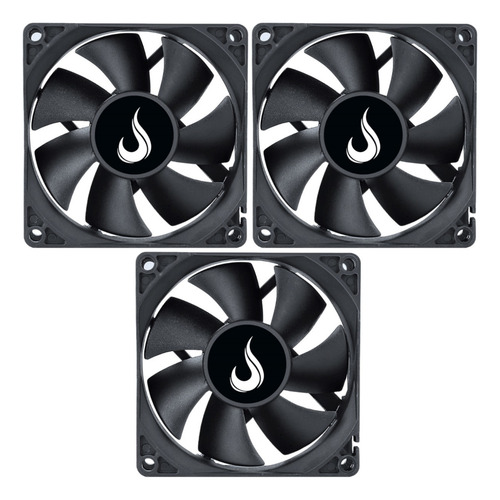 Kit 3 Cooler Fan Sem Led | P/ Gabinete 80mm 8cm | Rise Mode