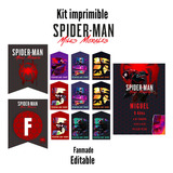 Kit Imprimible Cumpleaños Spider-man Miles Morales  