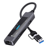 Divisor De Hub Usb C 5 En 1 Usb-c A Rj45 Lan Ethernet Usb 2.