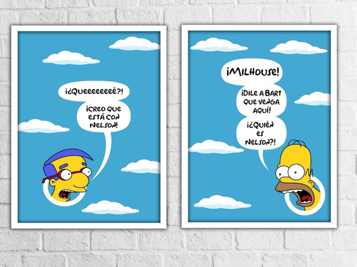 Set De 2 Cuadros - Los Simpsons, Milhouse Dile A Bart Que 