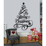 Árbol De Navidad Minimalista Vinil Decorativo Merry Christms