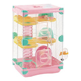 Jaula Para Hamster 3 Pisos C/bebedero Rueda 27.7x20.5x42.5 Color Rosa