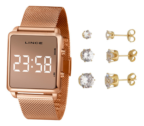 Relogio Digital Feminino Lince Rose Mdr4619l