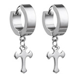 Brinco Masculino Argola Crucifixo Cruz Aço Inox Fashion