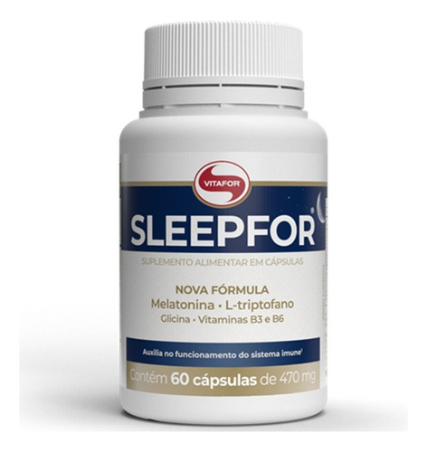 Sleepfor 60 Cáps Vitafor 470mg Triptofano 5htp Serotonina Sabor Sem Sabor