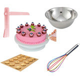 Kit Reposteria Plato Giratorio Bowl Batidor Alisador Torta