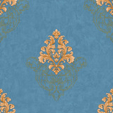 Papel De Parede Kan Tai Arabesco Azul Turquesa, Dourado