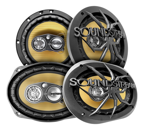 Kit 2 Bocinas 6x9 + 2 Bocinas 6 1/2 Kevlar By Soundstream