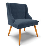 Cadeira Poltrona Decorativa Liz Suede Azul Marinho- D'rossi