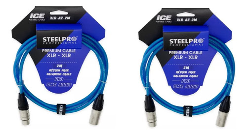 Paquete 2 Cable Xlr 2m Balanceado Profesional Steelpro 