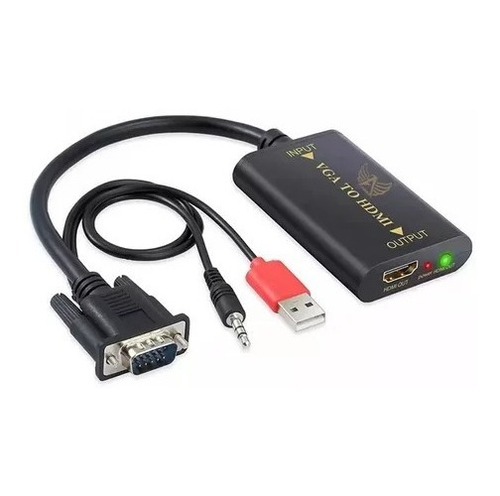 Adaptador Conversor Vga Macho Para Hdmi Áudio Fêmea Pc Au 11