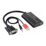 Adaptador Conversor Vga Macho Para Hdmi Áudio Fêmea Pc Au 11