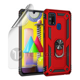 Carcasa Para Samsung M31 Shockproof Rojo + Lámina Hidrogel