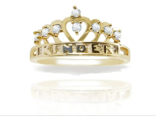 Anillo De Graduación Kinder Corona Oro Laminado 14k Blanco