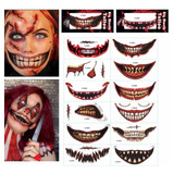 Kit 24 Adesivos Maquiagem Artística Halloween Terror Boca