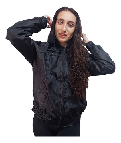 Campera Mujer Rompeviento Impermeable Con Bolsillos Capucha