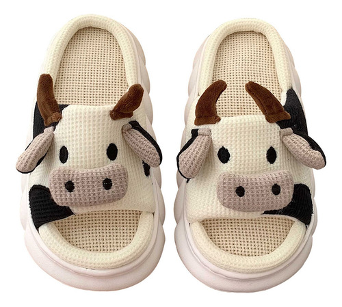 Pantuflas De Vaca Suaves Cómodas De Lino Para Mujer Y Hombre