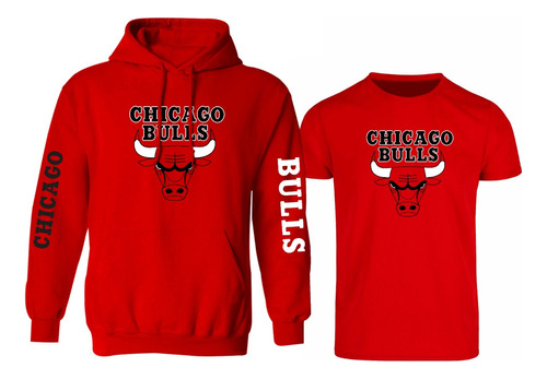 Kit De Sudadera + Playera Modelo Chicago Bulls Estampado