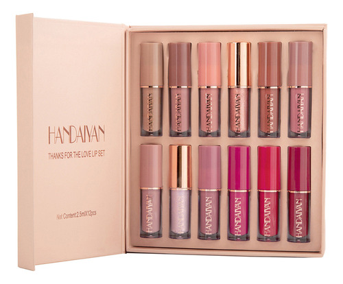 Set De Brillo Labial Líquido Book Lip Gloss Set, 12 Paquetes