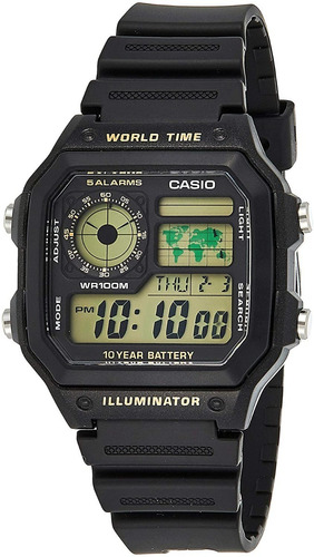 Relógio Casio Masculino Digital Ae-1200wh Gold World Time
