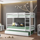 Beliche Teen Play Com Cama Auxiliar - Madeira Maciça - Laca Cor Branco