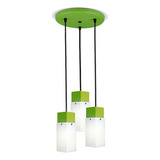 Colgante Living Verde Moderno Faroluz Plástico 3 Luces Led