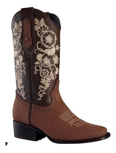 Bota Vaquera Joe Boots Bordada Original Mujer 3303566