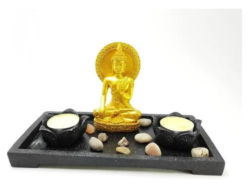 Jardín Zen Buda Aura Feng Shui Velas Meditación Armonía 