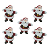 Kit Enfeite Painel Mini Papai Noel C/ 5un. Natal C/ Glitter 