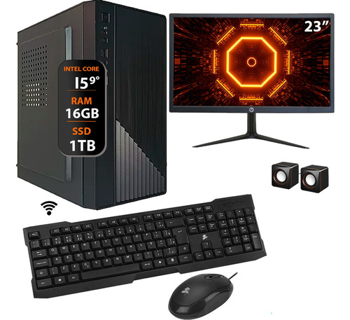 Computador Intel I5 9° Ger 16gb Ssd 1tb Monitor 23 Video 2gb